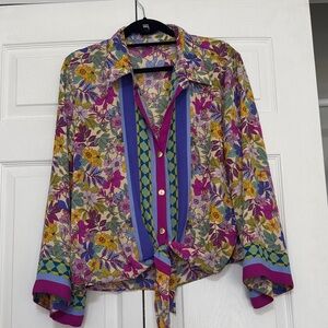 Vibrant Floral Button-Up Blouse